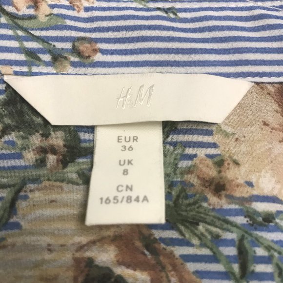 H&M Blue Stripes with Ivory Floral Sleeveles Top - Picture 4 of 7